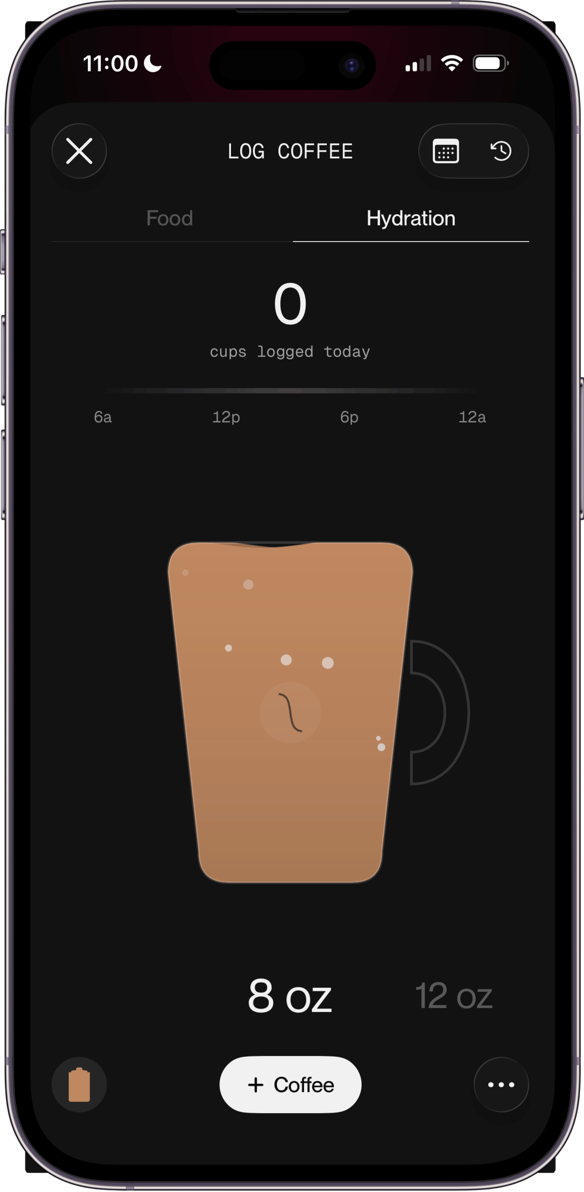 Caffeine in Beacon’s hydration log